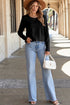 Asymmetric Exposed Seam Detail Drop Shoulder Crew Neck Pullover Top